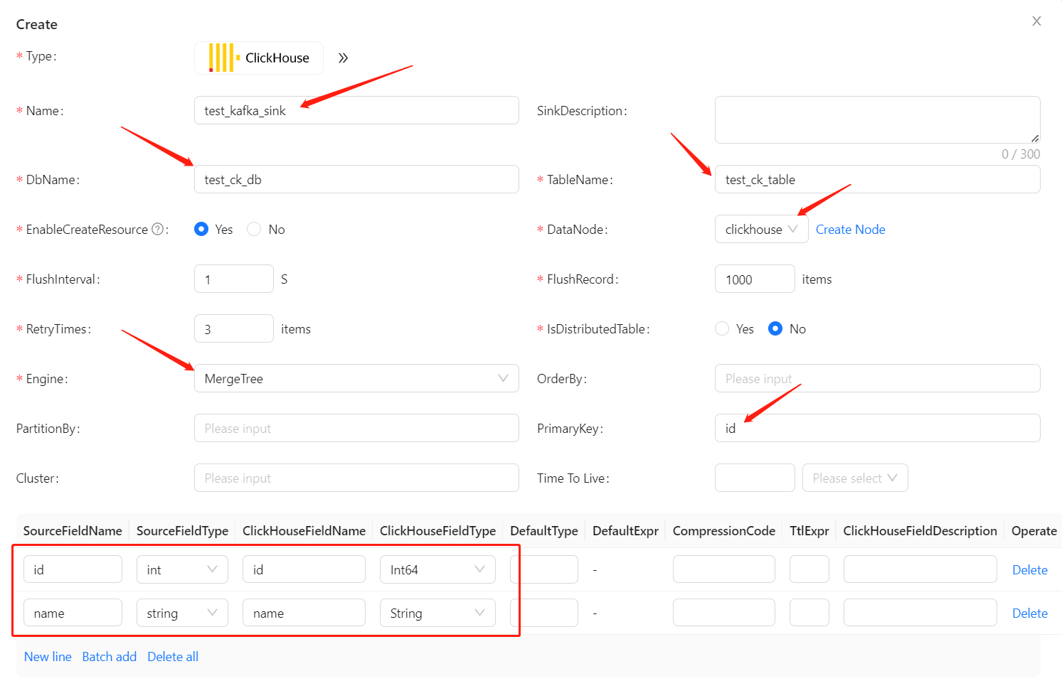 Create data object