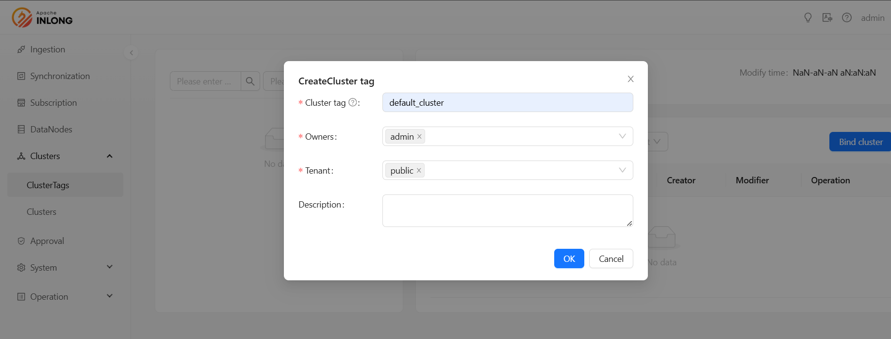 DolphinScheduler Create Cluster Tag