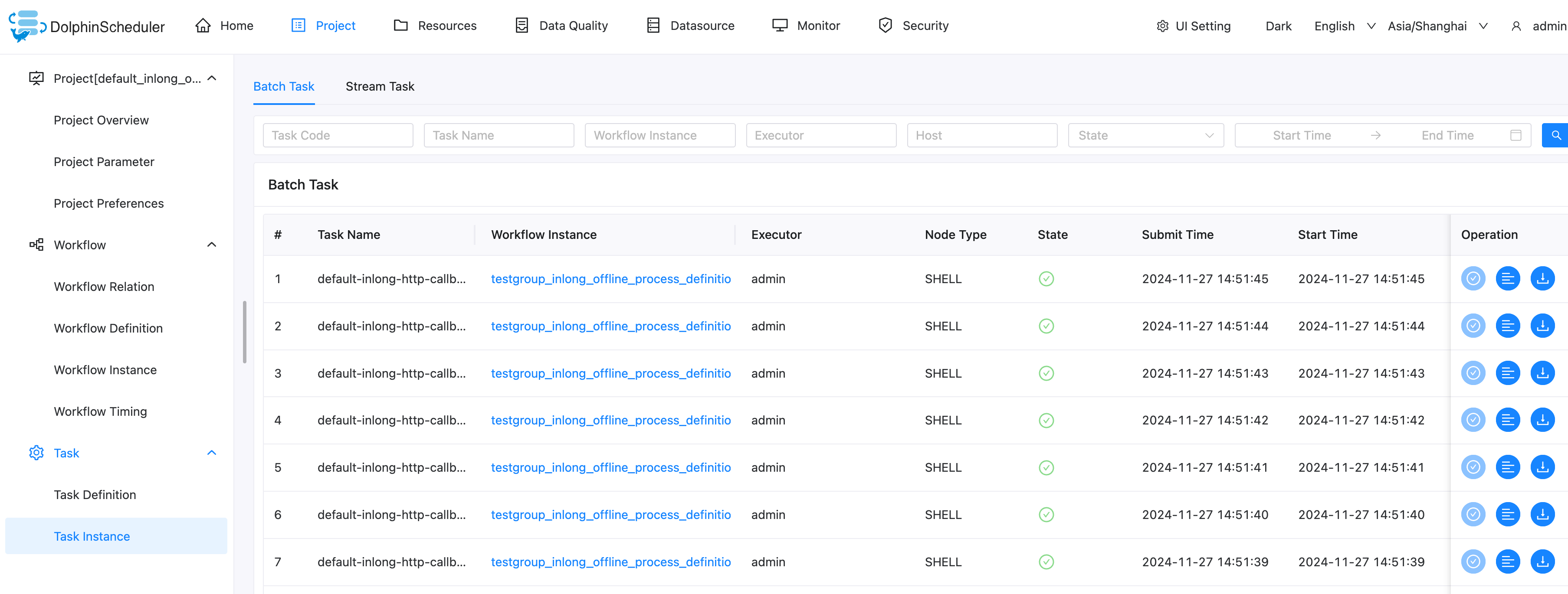 DolphinScheduler Process Instance