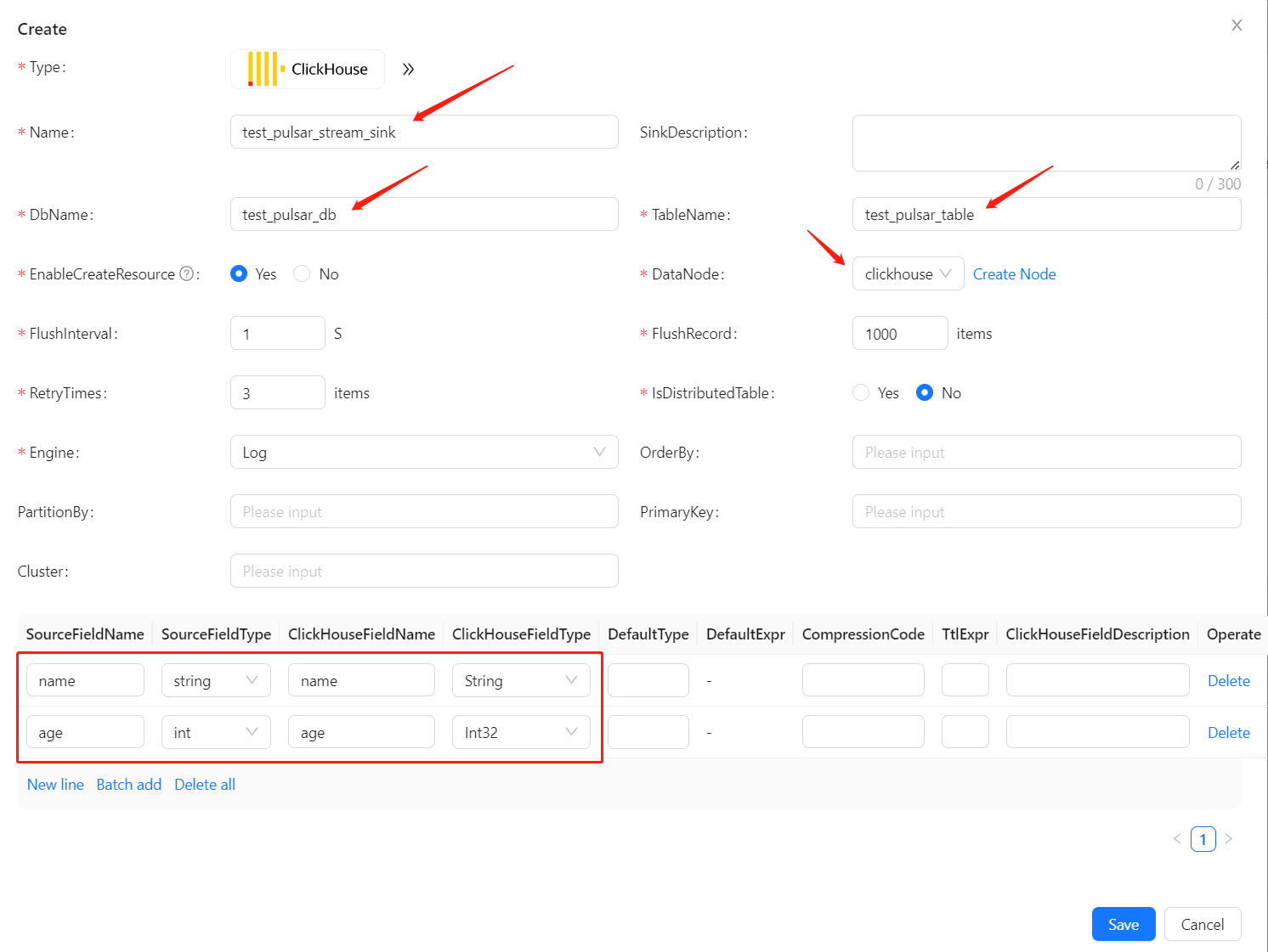 Create data object