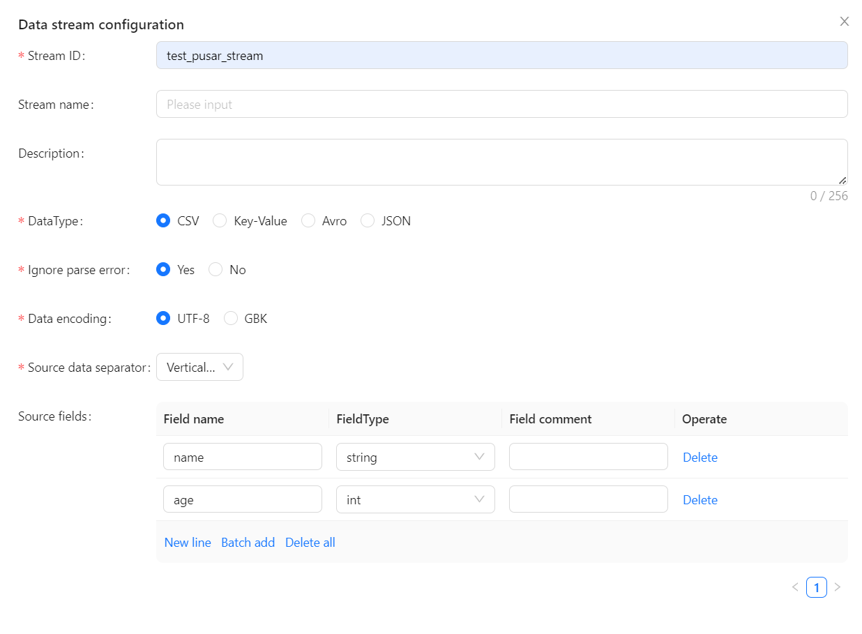 Create datastream