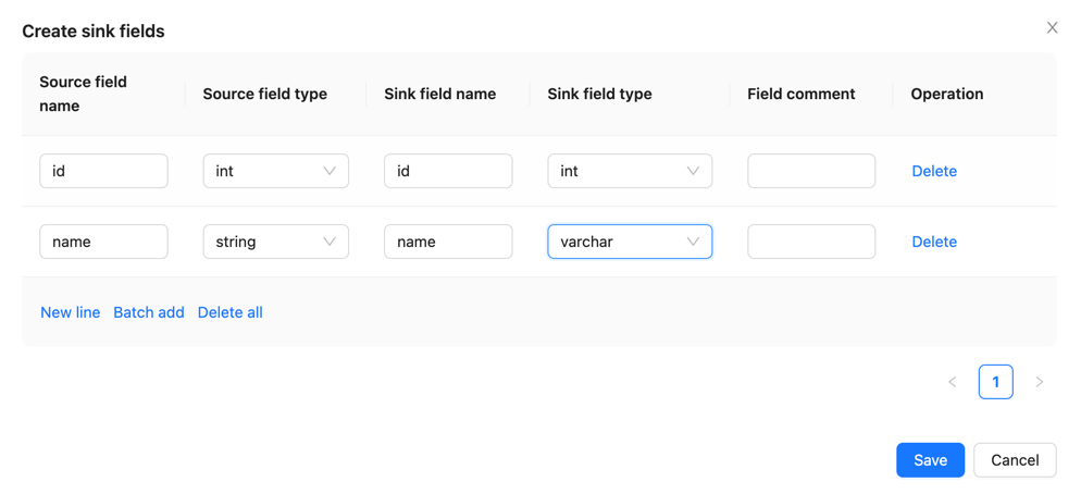 Create Sink Fields